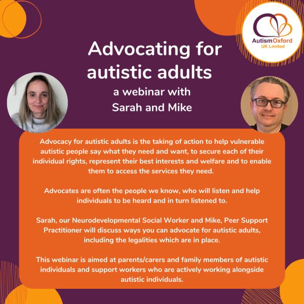 Information on our Advocating for autistic adults webinar recording